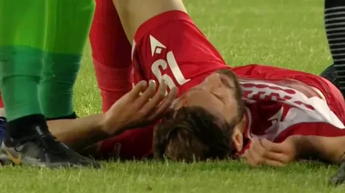 Momente de panică în U Cluj – Dinamo! Jucătorul „câinilor” a început să sângereze și a fost schimbat imediat | FOTO