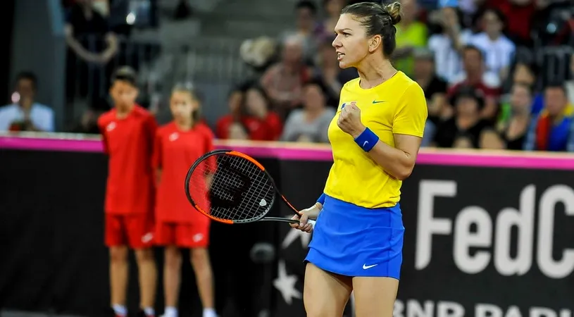 Victorie dulce. Halep a ajuns la 15 succese în Fed Cup după ce a adus primul punct al barajului cu Elveția. Palmaresul Simonei