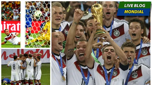 Philipp Lahm a ridicat Cupa Mondială: Germania - Argentina 1-0. Nemții au câștigat al patrulea titlu mondial din istorie