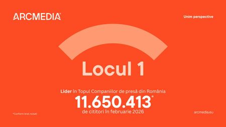 Locul 1. ARCMEDIA, liderul în presa online din România cu peste 11 milioane de cititori în luna februarie