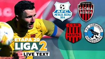 Corvinul câștigă pe final în Valea Domanului, iar ACSM Reșița își ia adio de la play-off. CS Gloria Bistrița a umilit în deplasare Metalul Buzău, în duelul sfertfinalistelor Cupei României