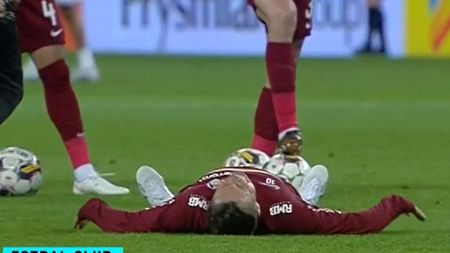 Momente de panică pentru Dan Petrescu înaintea derby-ului Universitatea Craiova - CFR Cluj. Ciprian Deac s-a prăbușit pe teren și a început să țipe de durere