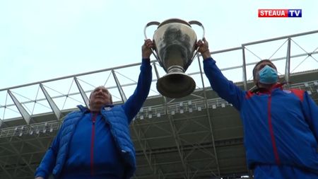 Cupa Campionilor Europeni, din nou în Ghencea! Bumbescu și Iovan au ridicat iar trofeul pe stadionul Steaua | VIDEO