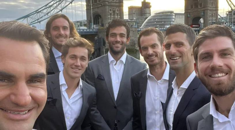 Roger Federer, imagine unică înaintea ultimului turneu din carieră! Ce apariție a avut maestrul elvețian alături de Novak Djokovic și ceilalți colegi din Echipa Europei | FOTO