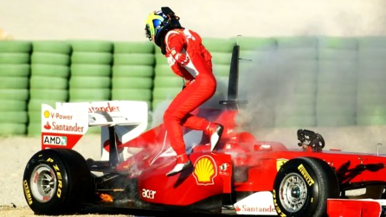FOTO** Probleme pentru F150: Ferrari-ul lui Felipe Massa, în flăcări la Valencia!