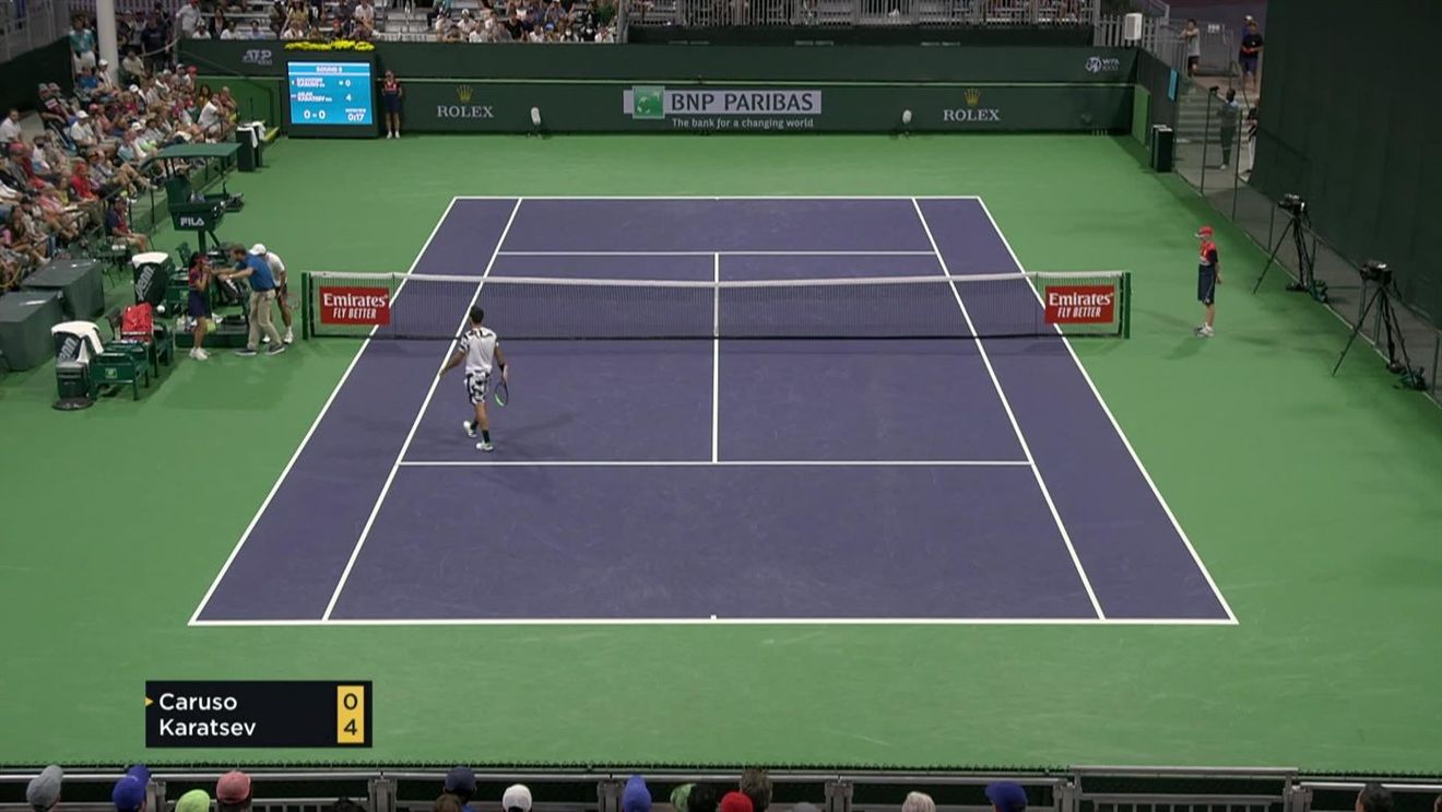 Moment incredibil Indian Wells! Un copil de mingi a fost făcut KO de lovitura lui Aslan Karatsev | VIDEO