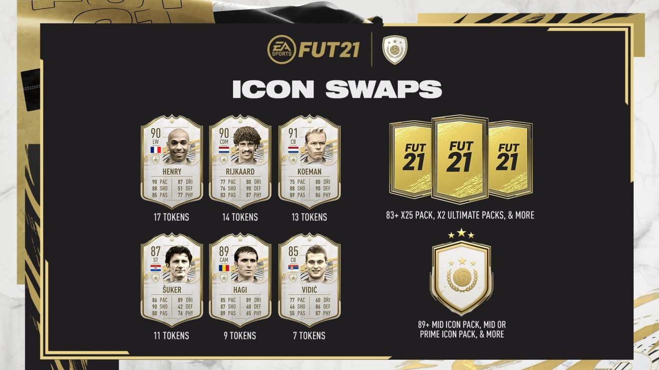 EA Sports introduce în Ultimate Team prima serie de Icon Swaps. Jucătorii de FIFA 21 pot obține super carduri și pachete promoționale