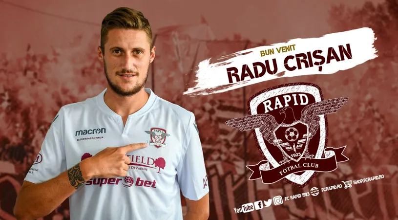 OFICIAL | Radu Crișan, primul transfer efectuat de Rapid pentru noul sezon! Reacția fundașului care are promovări în Liga 1 cu FC Hermannstadt și UTA