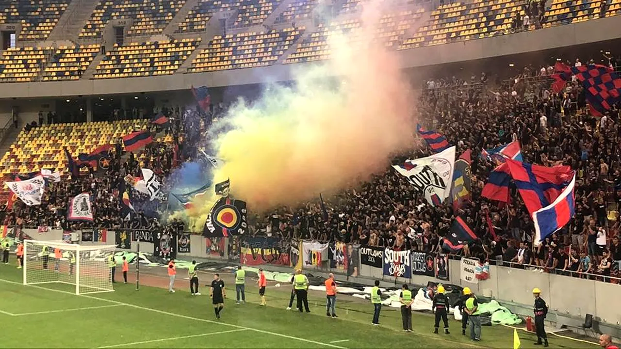FOTO | S-au încins spiritele pe Arena Națională: ironiile-buzdugan aruncate de fanii steliști spre suporterii giuleșteni 