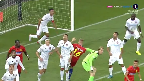 FOTO | Penalty neacordat pentru FCSB! Arlauskis i-a aplicat un pumn în gură lui Planic, în careu. Hațegan n-a reacționat