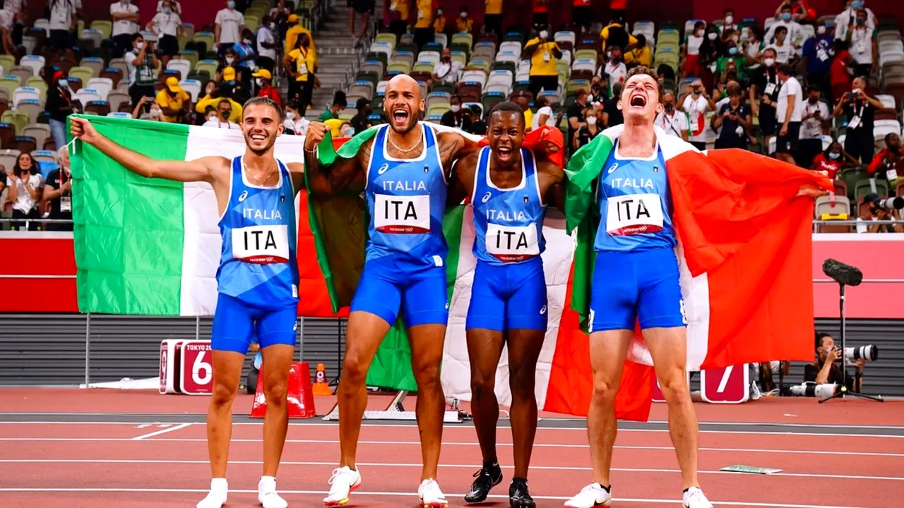 Italia a sărbătorit pe „Notti magiche” câștigarea probei de ștafetă masculină 4x100 de metri, în fața Angliei