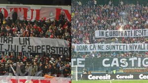 "La Metrou luptători de soi, pe străzi Usain Bolt e invidios pe voi" VS "10 mai sărbătoriți, că doar 10 mai veniți"!** FOTO 'RĂ‚ZBOIUL' fanilor la Dinamo - Steaua!