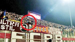A scăpat de două ori!** Fanul care a căzut din tribuna Rapidului a fost iertat de jandarmi pentru că era ziua lui
