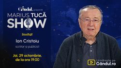 Marius Tucă Show începe joi, 29 octombrie, de la ora 19.00, live pe Gândul. Invitat: Ion Cristoiu