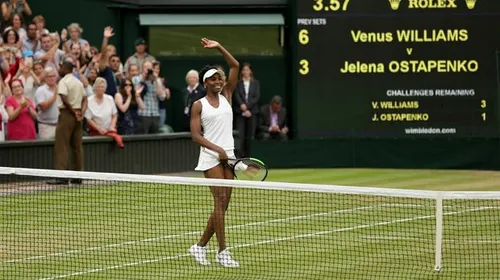 Venus, din nou în semifinalele de la Wimbledon. Sora mai mare a familiei Williams împiedică un nou duel Halep – Ostapenko