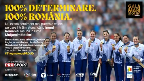 Echipa feminină de canotaj 8+1 a României, premiată la Gala Mari Sportivi ProSport! Secretul medaliei de aur: „A dat dovadă de tărie și de curaj!”