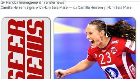 Transfer bombă făcut de Baia Mare. Camilla Herrem a semnat pe doi ani. HCM-ul, viitorul Oltchim?: "Vrem un proiect național"