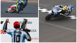 MaraRossi! Valentino a câștigat Marele Premiu al Argentinei, după ce Marquez a căzut în penultimul tur, la un contact cu Rossi. Italianul a venit pe podium cu tricoul lui Maradona