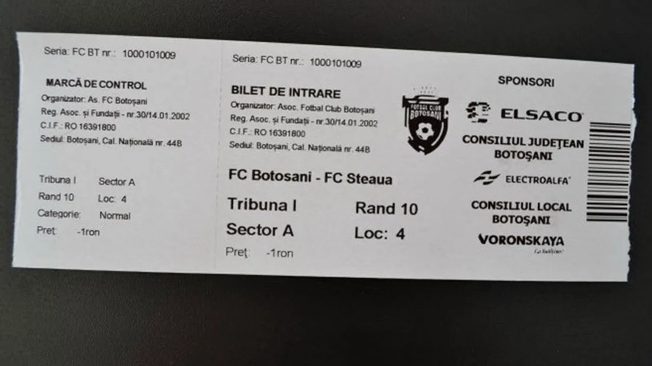 FC Botoșani vinde biletele de la tribuna a doua doar la pachet