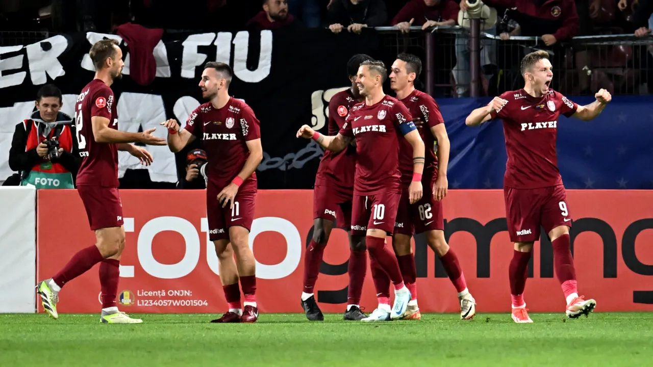 CFR Cluj - FCSB 2-2, în etapa 9 din Superliga. Gazdele pierd două puncte, deși au condus cu 2-0