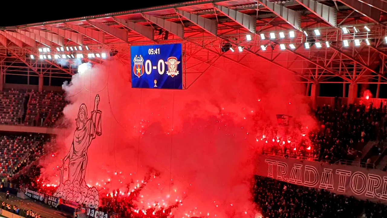Rapidiștii au aflat ce scenografie urmează să afișeze Peluza Sud Steaua, dar fanii CSA nu au renunțat la ea! Mesajul dur transmis suporterilor FCSB