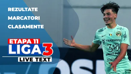 Etapa 11 Liga 3 | Pași greșiți pentru Unirea Alba Iulia și Jiul Petroșani, derby-ul de pe Areni s-a terminat nedecis. FCSB 2 a câștigat spectaculos contra Dinamo 2, iar scorul rundei aparține echipelor CSU Alba Iulia și CSM Sighetu Marmaţiei