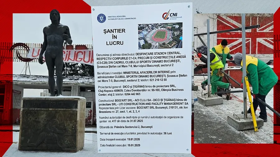 Începe oficial demolarea stadionului Dinamo pentru a face loc „bijuteriei” de 172.000.000 de euro. Toate imaginile din Ștefan cel Mare, acolo unde fanii și legendele vin să-și ia adio de la „bătrâna” arenă
