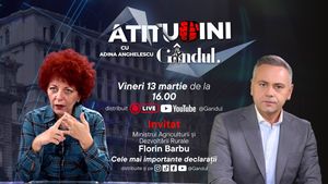 „Atitudini cu Adina Aghelescu” începe vineri, 13 martie, de la ora 16:00, live pe Gândul. Invitat: Florin Barbu, ministrul Agriculturii și Dezvoltării Durabile