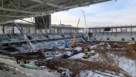 FOTO | Progrese la noul stadion al Rapidului: tabelele de la peluzele Nord și Sud au fost montate. Imagini noi de pe șantierul din Giulești