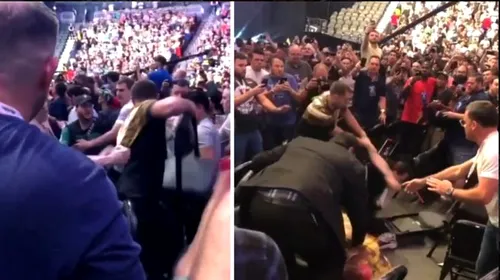 Bătaie și în tribune la meciul McGregor –  Nurmagomedov! Fanii s-au lovit cu scaune, femeile au folosit poșetele pe post de „arme” | VIDEO
