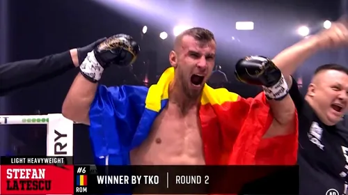 Victorie uriașă pentru Ștefan Lătescu, în Glory! Românul l-a făcut KO pe marocanul Ibrahim El Bouni și poate lupta pentru titlul mondial