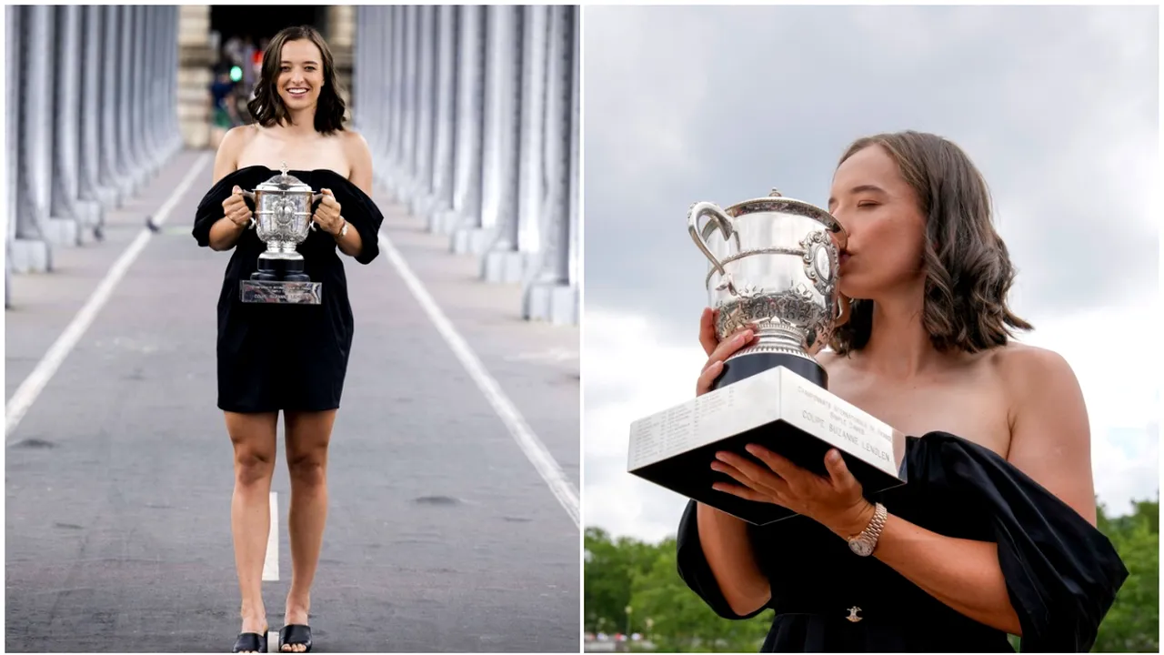 Iga Swiatek, apariție uluitoare la ședința foto cu trofeul de la Roland Garros! Liderul WTA, de nerecunoscut fără echipamentul de tenis | FOTO