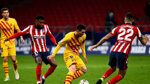 Diego Simeone, prima victorie în campionat în fața lui Leo Messi! Derby-ul Atletico - FC Barcelona a fost decis de gafa lui Ter Stegen. Pique a părăsit terenul în lacrimi