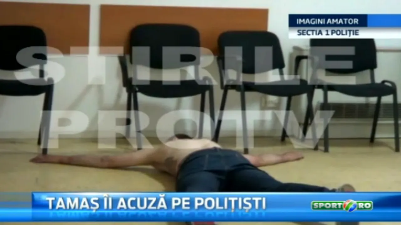 Noi imagini cu Gabi Tamaș de la celebrul episod în care a spart ușa unui bloc. VIDEO | Fundașul a făcut scandal și la secția de poliție