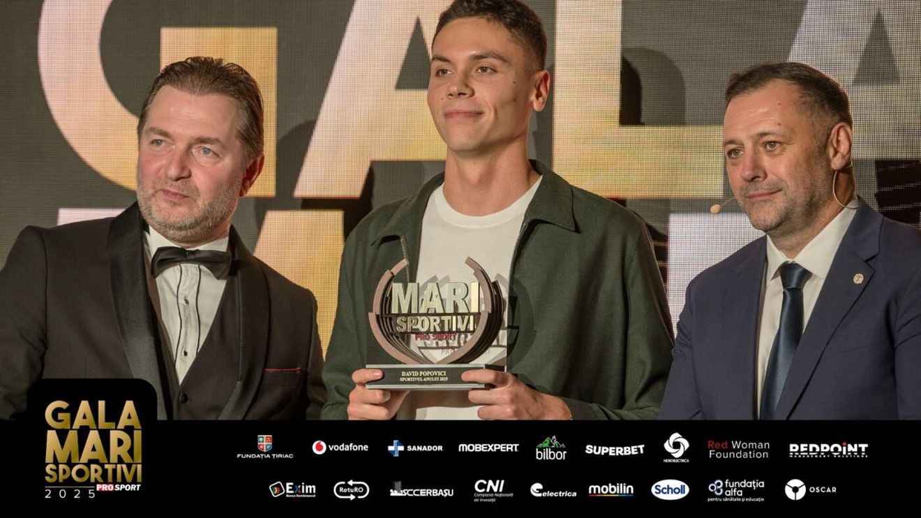 David Popovici, desemnat „Sportivul Anului” la Gala Mari Sportivi ProSport 2025! „Sunt privilegiat să petrec seara aici!”