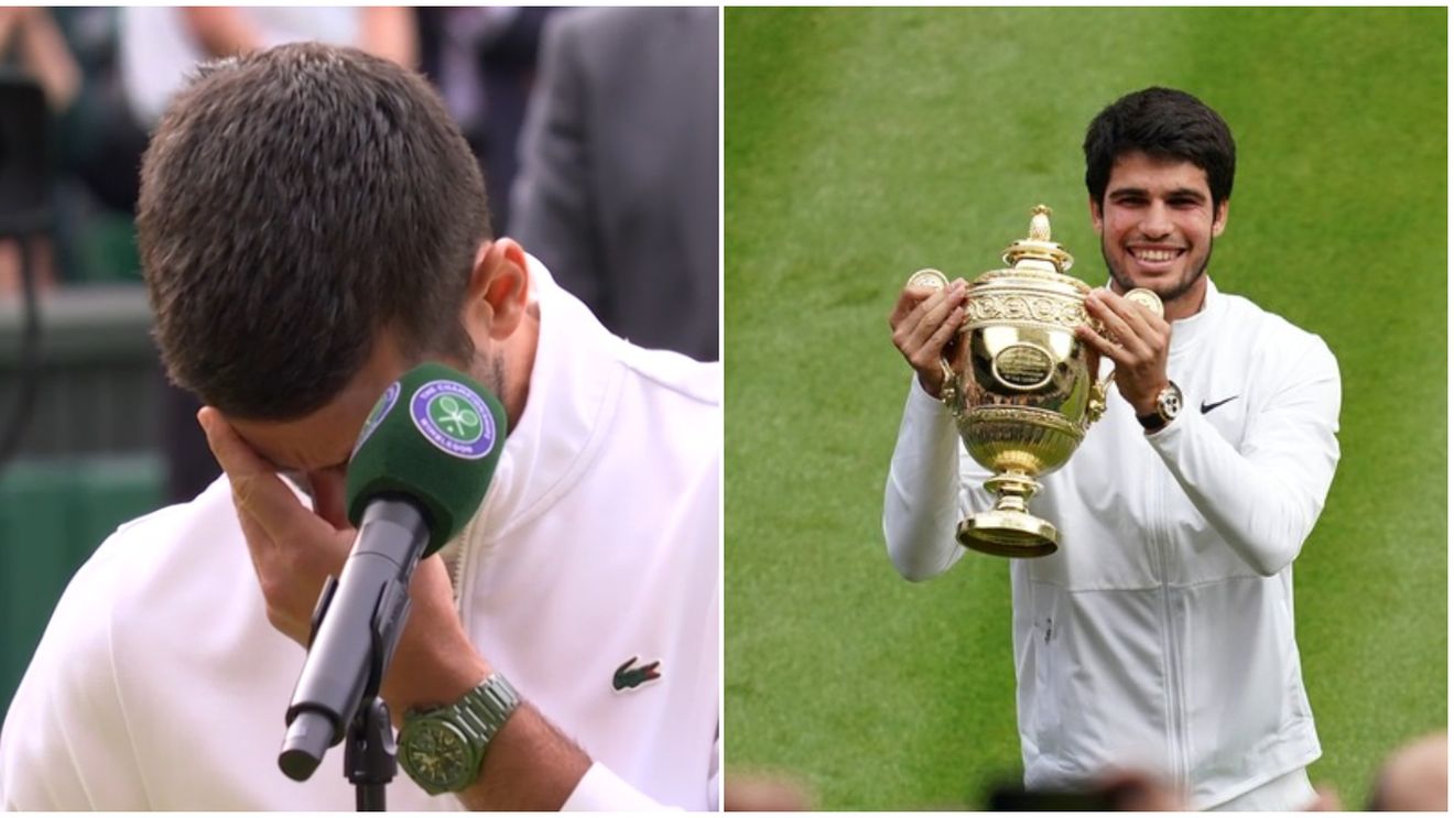 Novak Djokovic nu și-a putut stăpâni lacrimile, dar cuvintele lui Carlos Alcaraz i-au readus zâmbetul pe față: „De când m-am născut te-am văzut câștigând!" Discursuri emoționante după finala de la Wimbledon