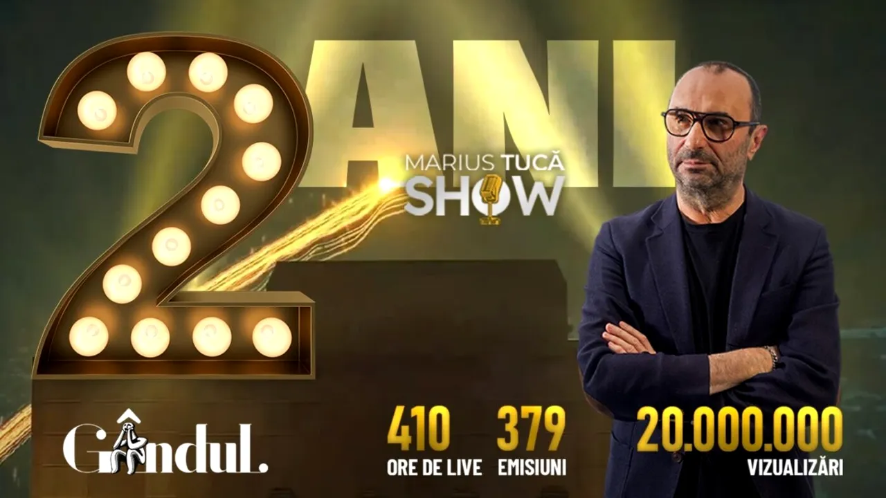 Marius Tucă Show aniversează 2 ani de EXCELENȚĂ la Gândul.ro. Sute de emisiuni fabuloase, invitați de marcă, zeci de milioane de vizualizări!