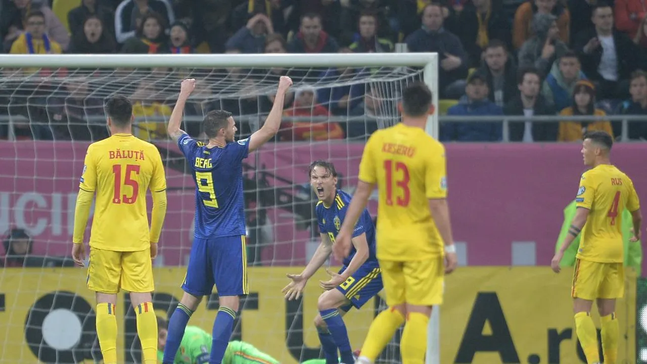România - Suedia 0-2. Tricolorii, neputincioși pe Arena Națională! Nordicii s-au calificat la Euro 2020