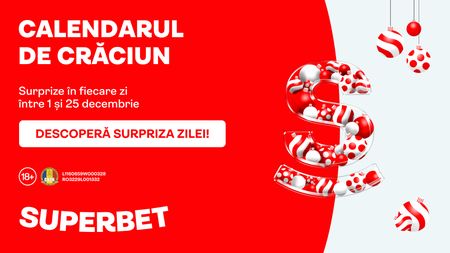 ADVERTORIAL | Bucuria Crăciunului trăită 25 de zile la rând! Pe site-ul și aplicația Superbet!
