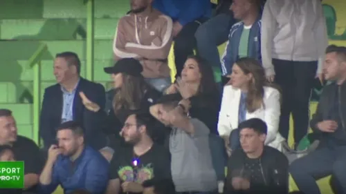 Superba soție a lui Adrian Mutu, Sandra, a făcut spectacol în tribunele stadionului din Mioveni! Frumoasa brunetă le-a ținut pumnii giuleștenilor, s-a agitat, s-a enervat, dar Rapid a pierdut șansa de calificare în Conference League