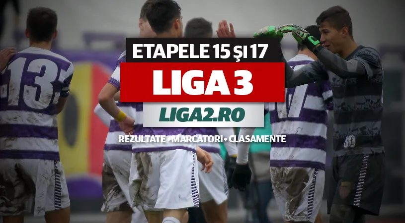 Rezultatele și marcatorii etapelor 15 și 17 ale Ligii 3.** ASU Poli își ia avans în Seria 4, Juventus ia din nou fața Deltei