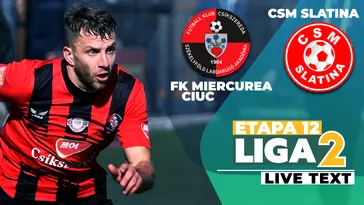 FK Miercurea Ciuc – CSM Slatina se joacă de la ora 17:00, în încheierea etapei 12 din Liga 2. Reușesc oltenii să strice seria impecabilă de acasă a harghitenilor?