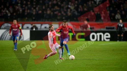 Două goluri și doi absenți pentru retur!** Steaua, cu un pas afară din Europa! Ajax-Steaua 2-0