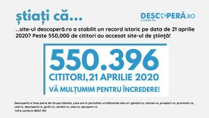 OFICIAL Record istoric în presa online din Romania! Site-ul de știință descoperă.ro – peste 550,000 cititori într-o singură zi!