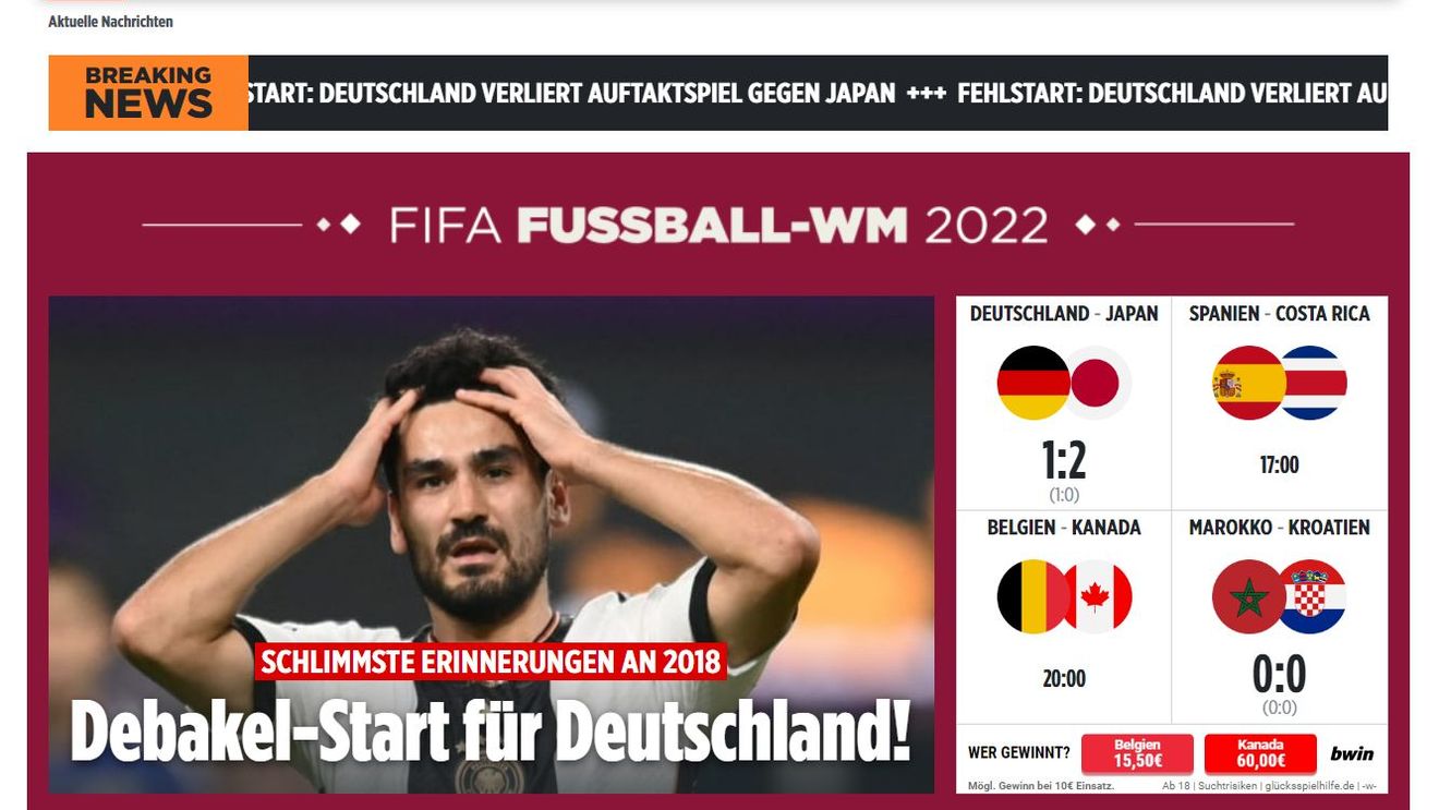 Ce scrie presa din Germania după rușinea istorică din meciul cu Japonia de la Campionatul Mondial din Qatar! „Începem cu un dezastru” / „Samuraii albaștri au luat Germania în sabie”