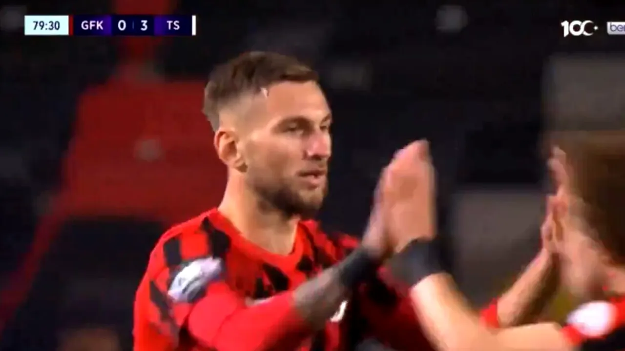 Denis Drăguș, gol de senzație, de la 30 de metri, în meciul cu Trabzonspor. Cum au reacționat comentatorii turci când au văzut execuția românului și de ce Marius Șumudică nu s-a putut bucura. VIDEO