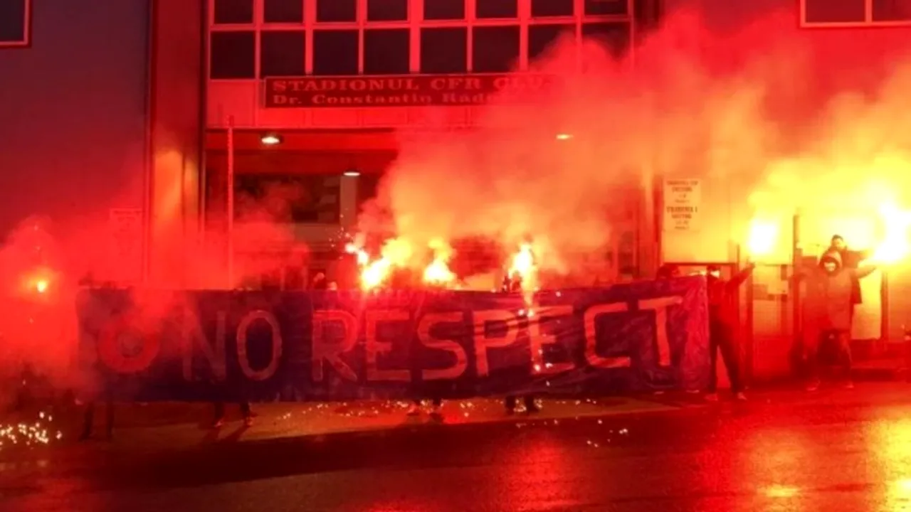 Fanii lui CFR Cluj, protest înaintea partidei cu FCSB! Suporterii ardeleni au ironizat UEFA, după arbitrajul din partida cu Young Boys