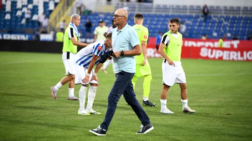 Leo Grozavu l-a „demolat” pe fotbalistul eliminat în <i class='ep-highlight'>Poli</i> <i class='ep-highlight'>Iași</i> – Hermannstadt, apoi a continuat tirada la conferința de presă: „Ne dăm cu stângul în dreptul, nu știm să pasăm! Muncim în zadar”