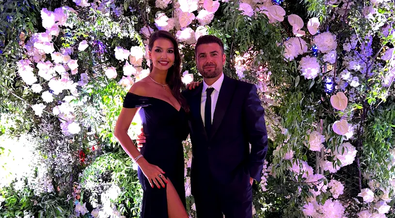 Adrian Mutu a fost „Briliantul” de la nunta lui Ianis Hagi, dar adevărata „perlă” e soția lui! Apariție spectaculoasă a Sandrei Mutu, într-o rochie cu un decolteu amețitor