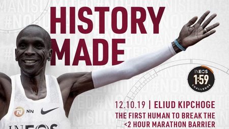 Pentru istorie! Kenyanul Eliud Kipchoge, primul care termină un maraton în mai puțin de două ore